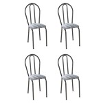 Conjunto 4 Cadeiras Hécate Cromo Preto e Linho - Artefamol