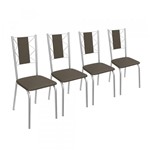 Ficha técnica e caractérísticas do produto Conjunto 4 Cadeiras Lisboa Crome 4C076CR-21 Marrom - Kappesberg - Kappesberg
