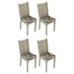 Ficha técnica e caractérísticas do produto Conjunto 4 Cadeiras Lucy Madesa - Acácia/ Floral Hibiscos