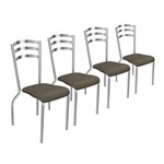 Ficha técnica e caractérísticas do produto Conjunto 4 Cadeiras Portugal Crome 4C007CR-21 Marrom - Kappesberg - Kappesberg