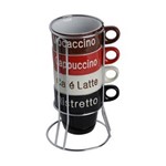 Ficha técnica e caractérísticas do produto Conjunto 4 Xícaras de Café Names com Suporte 30365 - ÚNICA