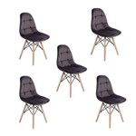 Ficha técnica e caractérísticas do produto Conjunto 5 Cadeiras Eiffel Botonê Estofada Veludo Base Madeira - GRAFITE