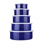 Ficha técnica e caractérísticas do produto Conjunto 5 Potes Esmaltados Azul Agatha Euro