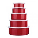 Ficha técnica e caractérísticas do produto Conjunto 5 Potes Esmaltados Vermelho Agatha Euro
