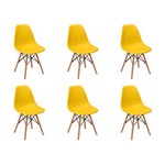 Ficha técnica e caractérísticas do produto Conjunto 6 Cadeiras Charles Eames Eiffel Wood Base Madeira - Amarela