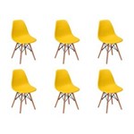 Ficha técnica e caractérísticas do produto Conjunto 6 Cadeiras Charles Eames Eiffel Wood Base Madeira - Amarelo