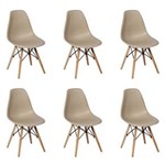 Ficha técnica e caractérísticas do produto Conjunto 6 Cadeiras Charles Eames Eiffel Wood Base Madeira - BEGE