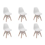 Ficha técnica e caractérísticas do produto Conjunto 6 Cadeiras Charles Eames Eiffel Wood Base Madeira - Branca