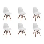Ficha técnica e caractérísticas do produto Conjunto 6 Cadeiras Charles Eames Eiffel Wood Base Madeira - Branco