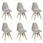 Ficha técnica e caractérísticas do produto Conjunto 6 Cadeiras Charles Eames Eiffel Wood Base Madeira - CINZA