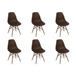 Ficha técnica e caractérísticas do produto Conjunto 6 Cadeiras Charles Eames Eiffel Wood Base Madeira - Marrom - Magazine Decor