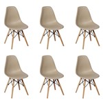 Ficha técnica e caractérísticas do produto Conjunto 6 Cadeiras Charles Eames Eiffel Wood Base Madeira - Nude - Magazine Decor
