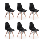 Ficha técnica e caractérísticas do produto Conjunto 6 Cadeiras Charles Eames Eiffel Wood Base Madeira - Preta
