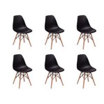 Ficha técnica e caractérísticas do produto Conjunto 6 Cadeiras Charles Eames Eiffel Wood Base Madeira - Preto