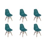 Ficha técnica e caractérísticas do produto Conjunto 6 Cadeiras Charles Eames Eiffel Wood Base Madeira - Turquesa - Magazine Decor