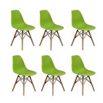 Ficha técnica e caractérísticas do produto Conjunto 6 Cadeiras Charles Eames Eiffel Wood Base Madeira - Verde - Magazine Decor