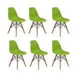 Ficha técnica e caractérísticas do produto Conjunto 6 Cadeiras Charles Eames Eiffel Wood Base Madeira - Verde