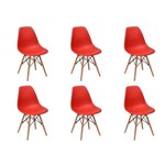 Ficha técnica e caractérísticas do produto Conjunto 6 Cadeiras Charles Eames Eiffel Wood Base Madeira - Vermelha - Magazine Decor