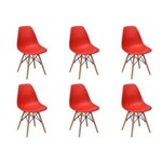 Ficha técnica e caractérísticas do produto Conjunto 6 Cadeiras Charles Eames Eiffel Wood Base Madeira - Vermelho