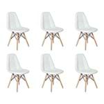 Ficha técnica e caractérísticas do produto Conjunto 6 Cadeiras Dkr Charles Eames Wood Estofada Botonê - Branca