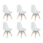 Ficha técnica e caractérísticas do produto Conjunto 6 Cadeiras Dkr Charles Eames Wood Estofada Botonê - Branco