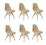 Ficha técnica e caractérísticas do produto Conjunto 6 Cadeiras Dkr Charles Eames Wood Estofada Botonê - Nude
