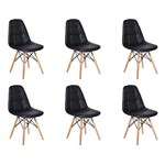 Ficha técnica e caractérísticas do produto Conjunto 6 Cadeiras Dkr Charles Eames Wood Estofada Botonê - Preta - Magazine Decor