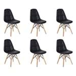 Ficha técnica e caractérísticas do produto Conjunto 6 Cadeiras Dkr Charles Eames Wood Estofada Botonê - Preta