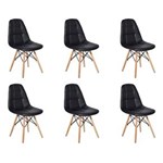Ficha técnica e caractérísticas do produto Conjunto 6 Cadeiras Dkr Charles Eames Wood Estofada Botonê - Preto