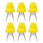 Ficha técnica e caractérísticas do produto Conjunto 6 Cadeiras Dkr Eames Polipropileno Base Eiffel Madeira Amarela Inovakasa