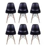 Ficha técnica e caractérísticas do produto Conjunto 6 Cadeiras Dkr Eames Polipropileno Base Eiffel Madeira Preta Inovakasa