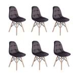 Ficha técnica e caractérísticas do produto Conjunto 6 Cadeiras Eiffel Botonê Estofada Veludo Base Madeira - GRAFITE