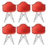 Ficha técnica e caractérísticas do produto Conjunto 6 Cadeiras Eiffel Eames DAR Vermelha - Uni Design
