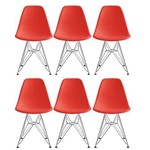 Conjunto 6 Cadeiras Eiffel Eames Dsr Vermelha