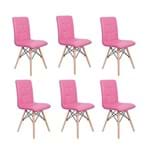 Ficha técnica e caractérísticas do produto Conjunto 6 Cadeiras Eiffel Gomos Estofada Base Madeira - Rosa