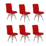 Ficha técnica e caractérísticas do produto Conjunto 6 Cadeiras Eiffel Gomos Estofada Base Madeira - Vermelha
