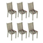 Ficha técnica e caractérísticas do produto Conjunto 6 Cadeiras Lucy Madesa - Acácia/ Floral Hibiscos