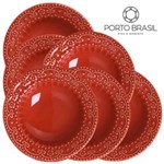 Ficha técnica e caractérísticas do produto Conjunto 6 Pratos Fundos Esparta Vermelho 22cm Porto Brasil - Vermelho