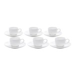 Ficha técnica e caractérísticas do produto Conjunto 6 Xícaras de Café com Pires Nice Plain Rojemac Branco