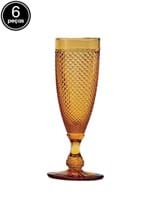 Ficha técnica e caractérísticas do produto Conjunto 6pçs Taças para Rojemac Champagne Bico de Jaca Âmbar 185Ml Bon Gourmet