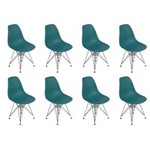 Ficha técnica e caractérísticas do produto Conjunto 8 Cadeiras Charles Eames Eiffel Base Cromada Design - AZUL TURQUESA