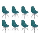 Conjunto 8 Cadeiras Charles Eames Eiffel Base Metal Design - Turquesa