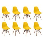 Ficha técnica e caractérísticas do produto Conjunto 8 Cadeiras Charles Eames Eiffel Wood Base Madeira - Amarelo