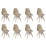 Ficha técnica e caractérísticas do produto Conjunto 8 Cadeiras Charles Eames Eiffel Wood Base Madeira - BEGE