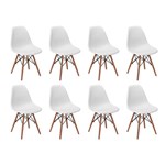 Ficha técnica e caractérísticas do produto Conjunto 8 Cadeiras Charles Eames Eiffel Wood Base Madeira - Branca - Magazine Decor