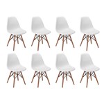 Ficha técnica e caractérísticas do produto Conjunto 8 Cadeiras Charles Eames Eiffel Wood Base Madeira - Branca