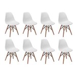 Ficha técnica e caractérísticas do produto Conjunto 8 Cadeiras Charles Eames Eiffel Wood Base Madeira - Branco