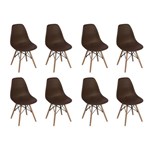 Ficha técnica e caractérísticas do produto Conjunto 8 Cadeiras Charles Eames Eiffel Wood Base Madeira - Marrom - Magazine Decor