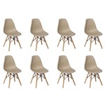 Ficha técnica e caractérísticas do produto Conjunto 8 Cadeiras Charles Eames Eiffel Wood Base Madeira - Nude - Magazine Decor