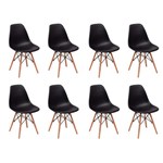 Ficha técnica e caractérísticas do produto Conjunto 8 Cadeiras Charles Eames Eiffel Wood Base Madeira - Preta - Magazine Decor